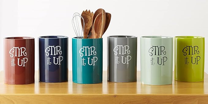 DII Kitchen Accessories Retro Collection Ceramics, Utensil Holder, Cinnamon