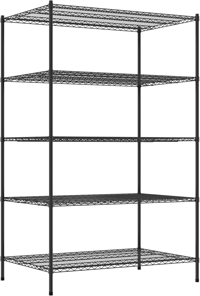 Commercial NSF Listed Black Epoxy Stationary Wire Shelving Kit 36" x 54" x 86", with 5 Shelves Perfect for Warehouse, Walk-in Refrigerator, Freezer, Grocery Store, Restaurant, Dishroom