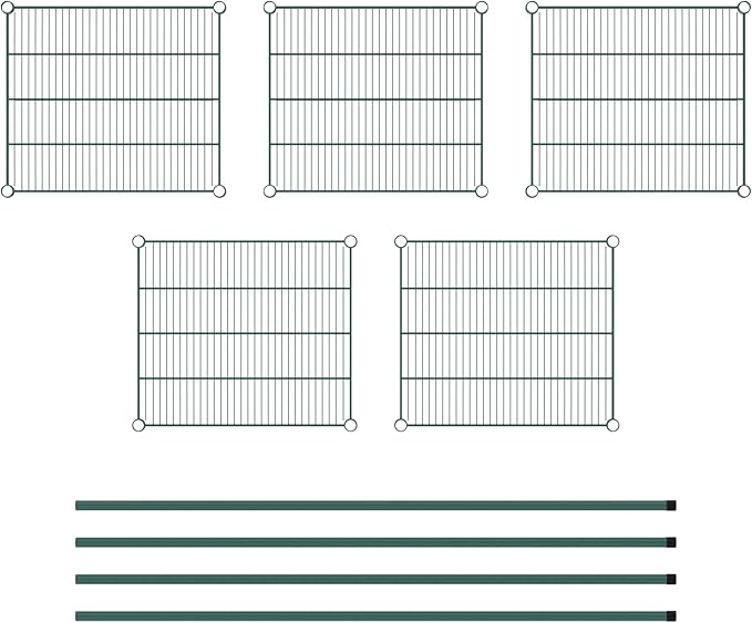 Commercial NSF Listed Green Epoxy Stationary Wire Shelving Kit 21" x 24" x 64", with 5 Shelves Perfect for Warehouse, Walk-in Refrigerator, Freezer, Grocery Store, Restaurant, Dishroom