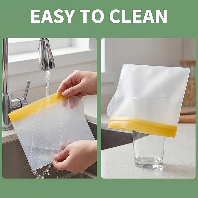 RLAVBL 12 Pack Reusable Freezer Bags, Leakproof Food Storage Bags for Vegetable, Liquid, Snack, Meat, Sandwich - 3 Gallon 4 Sandwich 5 Snack Bags