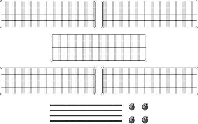 Commercial NSF Listed Black Epoxy Mobile Wire Shelving Kit 21" x 72" x 60", with 5 Shelves Perfect for Warehouse, Walk-in Refrigerator, Freezer, Grocery Store, Restaurant, Dishroom
