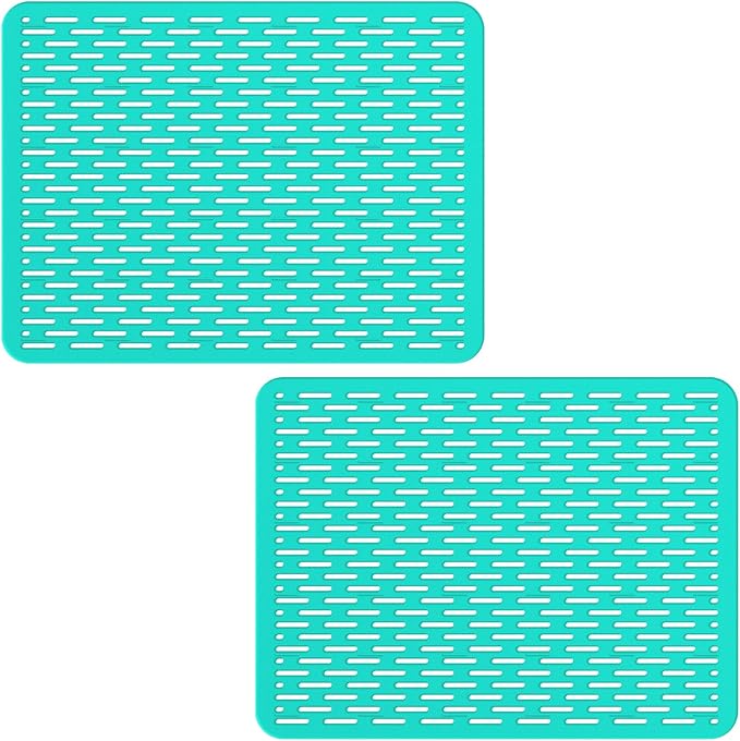 Bligli Mesh Sink Mat, 15.7 x 11.8inch Sink Prtector Mats for Kitchen Sinks, PVC Eco-Friendly Sink Protectors for Bottom of Sink, Fast Draining, Easy Cleaning, Clear Green