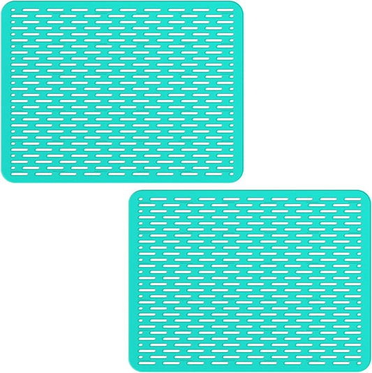 Bligli Mesh Sink Mat, 15.7 x 11.8inch Sink Prtector Mats for Kitchen Sinks, PVC Eco-Friendly Sink Protectors for Bottom of Sink, Fast Draining, Easy Cleaning, Clear Green