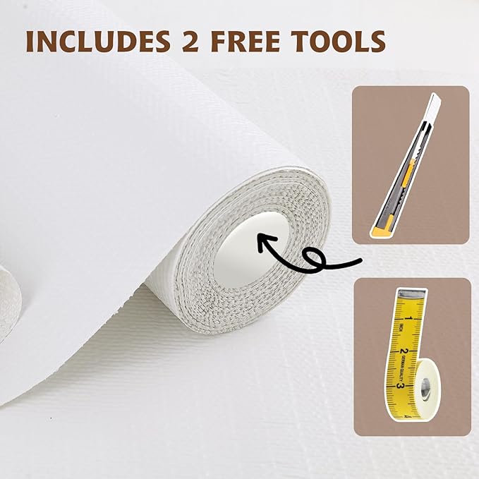 Shelf Liners for Kitchen Cabinets 12in x 39.37FT Non Adhesive Drawer Liner Pure White Thickened Shelf Liner Strong Non-Slip Easy to Clean for Tool Box Refrigerator with Knife and Tape Measure