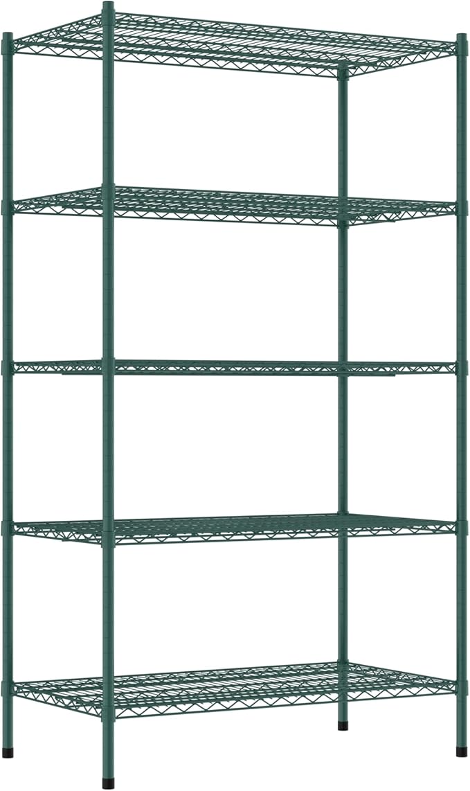 Commercial NSF Listed Green Epoxy Stationary Wire Shelving Kit 24" x 42" x 74", with 5 Shelves Perfect for Warehouse, Walk-in Refrigerator, Freezer, Grocery Store, Restaurant, Dishroom