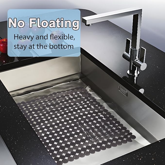 Kitchen Sink Mat for Stainless Steel/Ceramic Sinks,2 Pack Dish Sink Mats for Kitchen Sink with Scissors, Fast Draining,Easy to Clean,DIY Cut,15.7 X 11.8 Inch(Light Black)