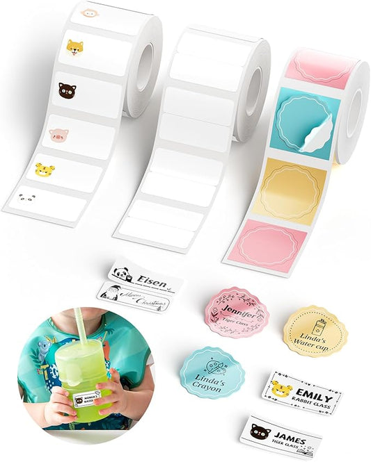 NIIMBOT 3 Rolls Name Tag Stickers for B1 B21 B3S B21Pro Label Maker, Personalized Name Labels for School/Office/Home Storage