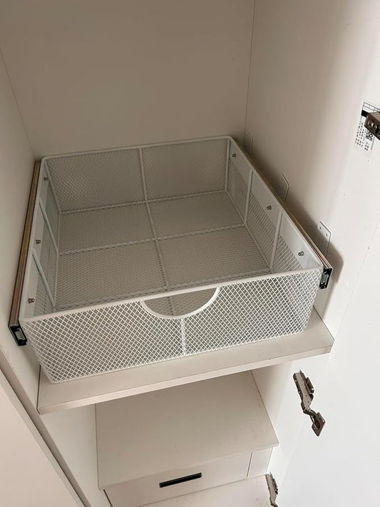 Pull Out Closet Drawer for Clothes | Sliding Wire Basket for Wardrobe Cabinets | Roll Out Storage Organizer | Side Mounting | for Home, Kitchen,Pantry