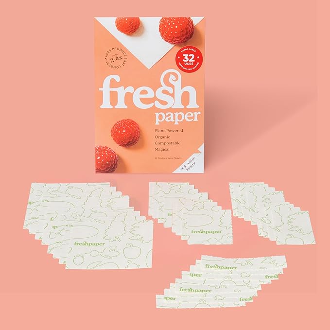 FRESHPAPER Pick-A-Size, Extra-Large, Perforated, 32-Use, Reusable Food Saver Sheets For Produce
