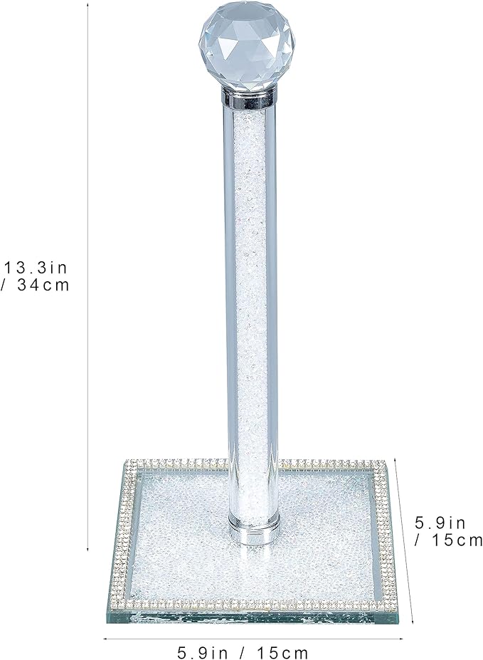 Hochance Multicolor Crystal Standing Paper Towel Roll Holder Countertop Weighted Rack,Glam Cute Bling Rhinestone Jeweled Diamonds Modern Decoration Christmas Housewarming Gifts for Kitchen Home Bar