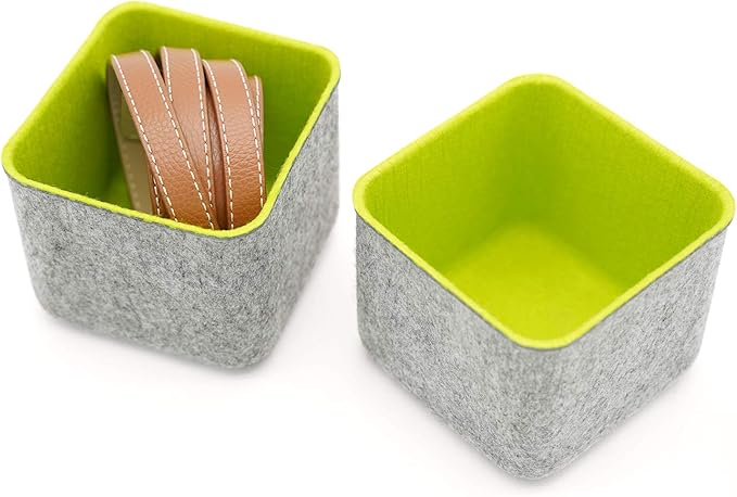 Welaxy Storage bins Set Office Drawer Organizers for School Dorm Home Kitchen bathroom bedroom Closet Cabinet Desk organize boxes Junk Organizing 2-Pack (Spring green)