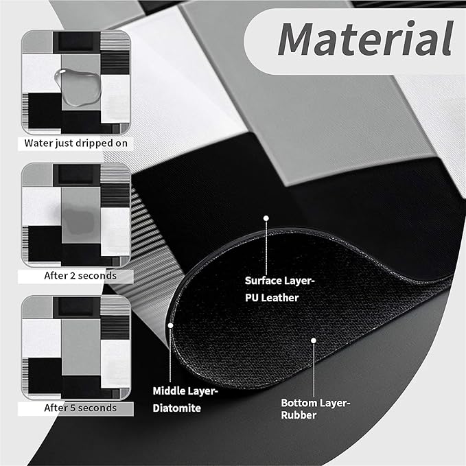 Kitchen Sink Splash Guard，Abstract geometric Faucet Mat Sink Gadgets-Super Absorbent Fast Drying Mat Drip Catcher for Kitchen, Bathroom,Sink Mat, Dish Drying Mat, Bathroom(15" X 5.5" )