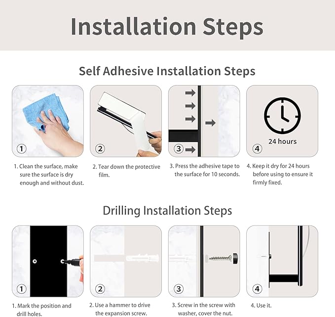 Paper Towel Holder Under Cabinet, Single Hand Operable Tearing Off Paper Towels with Damping Effect, Both Available in Adhesive and Screws, Stainless Steel (Black)