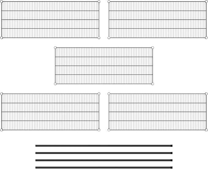 Commercial NSF Listed Black Epoxy Stationary Wire Shelving Kit 21" x 54" x 74", with 5 Shelves Perfect for Warehouse, Walk-in Refrigerator, Freezer, Grocery Store, Restaurant, Dishroom
