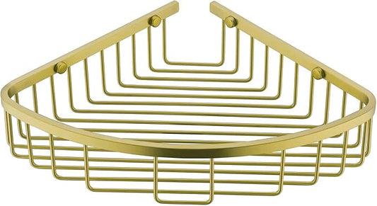 304 Stainless Steel Shower Caddy Corner Basket Shelf Bathroom Organizer Wall Mounted Storage, Brushed Gold Brass Finish Heavy Duty