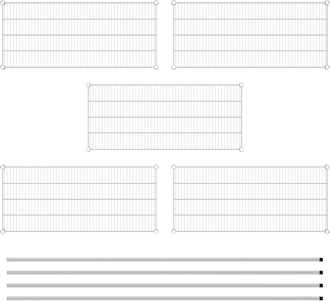 Commercial NSF Listed Chrome Stationary Wire Shelving Kit 21" x 48" x 96", with 5 Shelves Perfect for Warehouse, Walk-in Refrigerator, Freezer, Grocery Store, Restaurant, Dishroom
