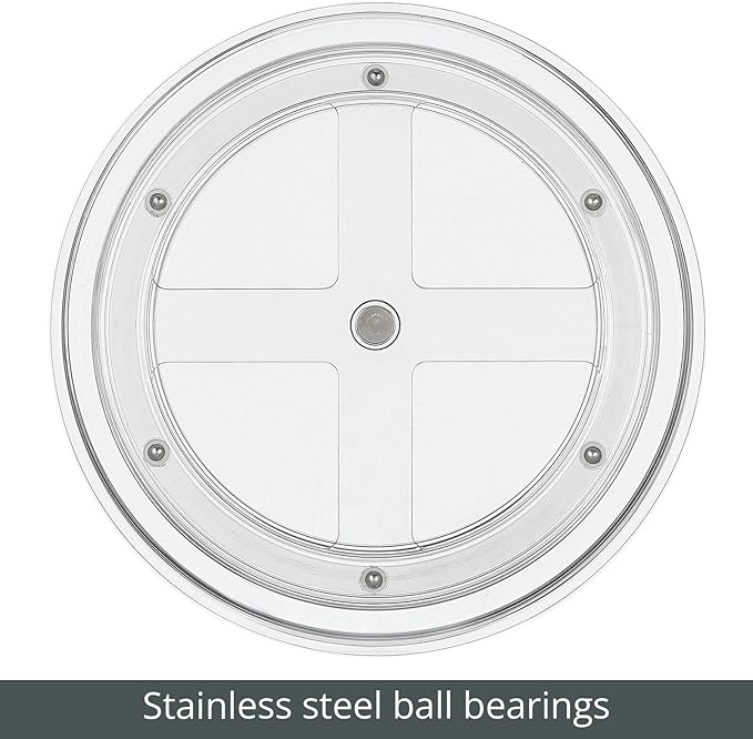 mDesign 9" Plastic Lazy Susan Spinner for Kitchen Cabinet, Cupboard, Fridge, or Drawer Organizing - Rotating Circle Spice Organizer Turntable for Food, Condiment, Medicine - Lumiere Collection - Clear
