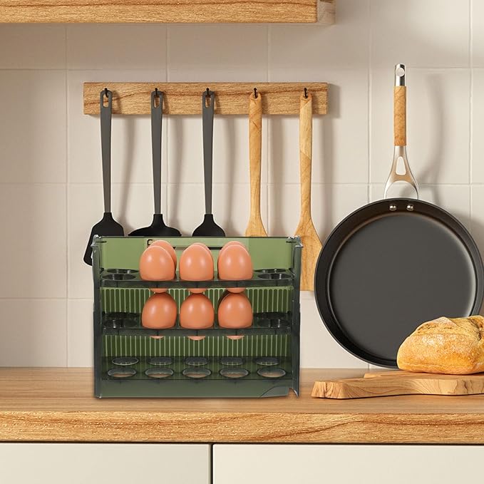 Homoyoyo Storage Rack for Refrigerator Sturdy Plastic Holder Organizer with Design for Fridge Door Keeps Eggs Safe and Neat for Home and Kitchen