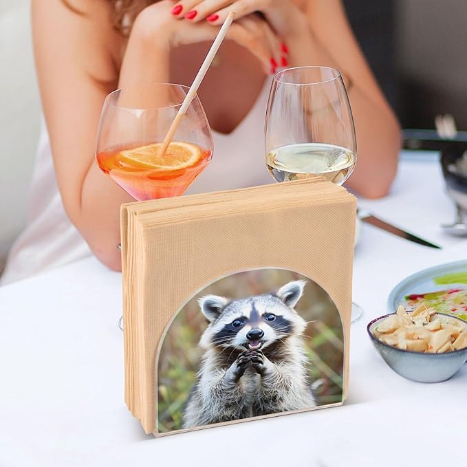 Raccoon Cute Print Napkin Holder for Table Paper Napkins Holder Acrylic Tissue Dispenser Kitchen Dining Room Bathroom Party Car Decor
