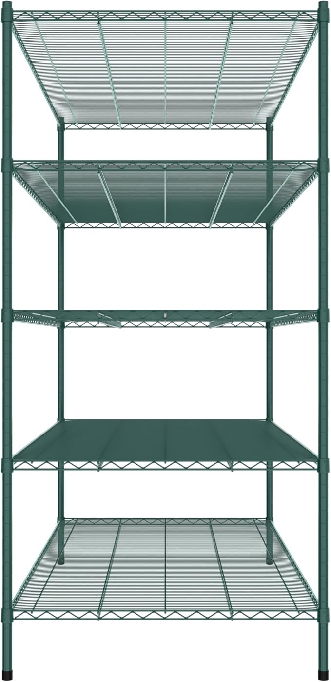 Commercial NSF Listed Green Epoxy Stationary Wire Shelving Kit 36" x 72" x 74", with 5 Shelves Perfect for Warehouse, Walk-in Refrigerator, Freezer, Grocery Store, Restaurant, Dishroom