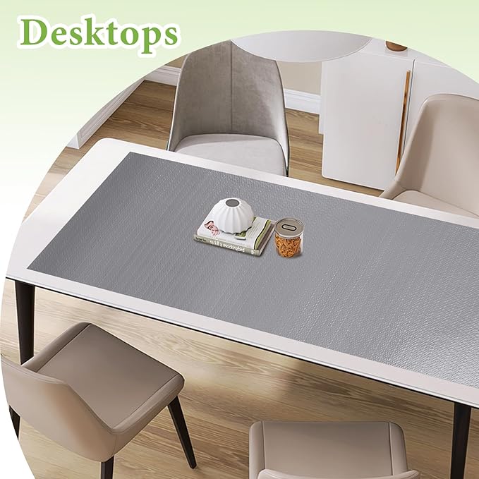 Shelf Liners for Kitchen Cabinets 12in x 10FT Non Adhesive Drawer Liner Grey Thickened Shelf Liner Paper Strong Non-Slip Easy to Clean for Tool Box Refrigerator with Knife and Tape Measure