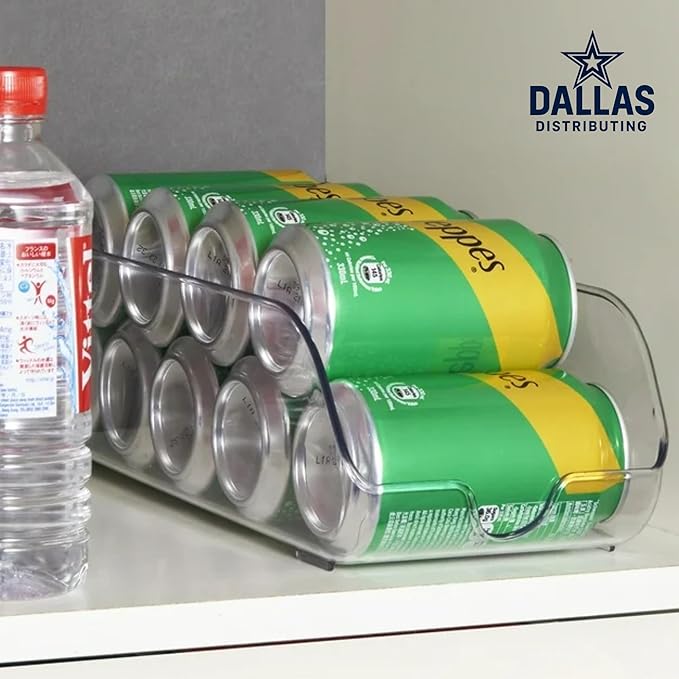 Clear Plastic Refrigerator Soda Can Dispenser – Holds 9 Cans, BPA-Free PET, Compact Beverage Organizer for Fridge or Freezer