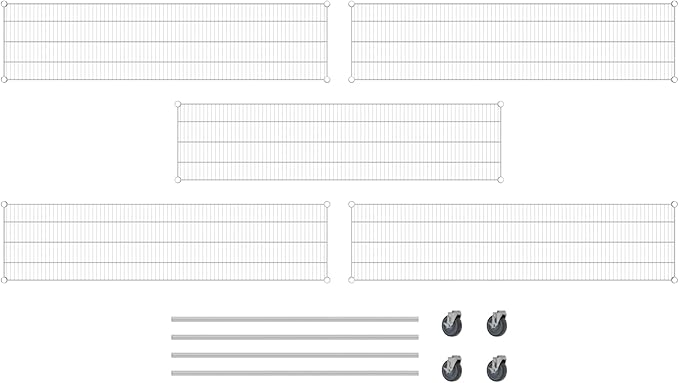 Commercial NSF Listed Chrome Mobile Wire Shelving Kit 18" x 72" x 60", with 5 Shelves Perfect for Warehouse, Walk-in Refrigerator, Freezer, Grocery Store, Restaurant, Dishroom