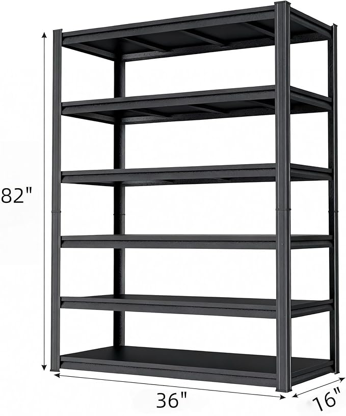 Metal Garage Shelving Unit, Heavy Duty 6-Tier Adjustable Storage Rack, Steel Shelving,2000 lbs Capacity, Industrial Shelves for Heavy Tools and Equipment (6-Tier 77.4" H × 39.4" W × 17.7" D)