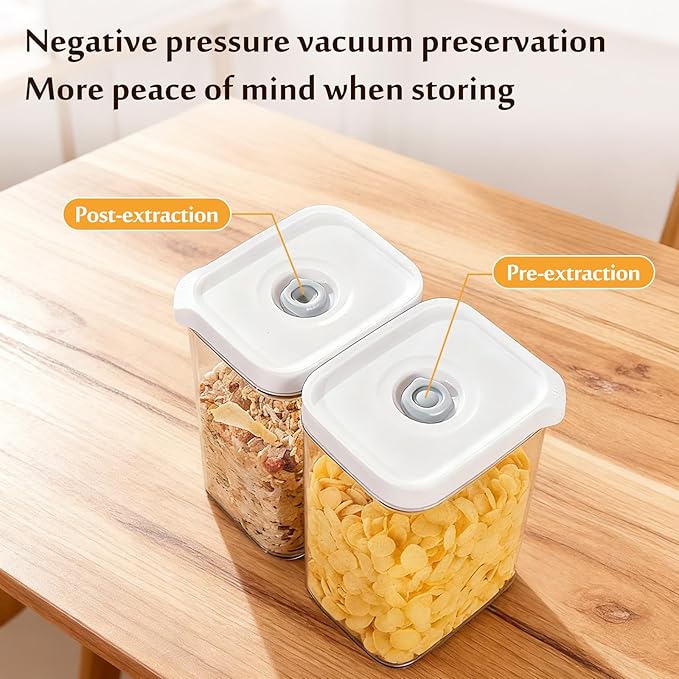 Airtight Food Storage Container Sets with Manual Pump, Kitchen Pantry, Extend Food Freshness, Dishwasher, Freezer and Microwave Safe (4 Pack)
