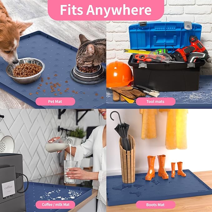 Sdpeia Under Sink Mat 19"×19" Waterproof Silicone Cabinet Liner & Sink Protector for Kitchen & Bathroom, Multi-Purpose Organizers Tray for Pets, Laundry, Cat Litter Mat