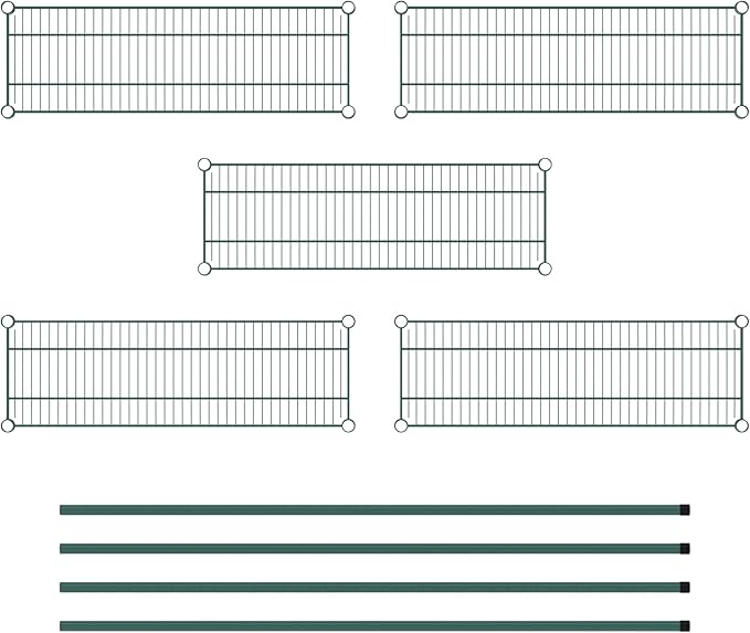 Commercial NSF Listed Green Epoxy Stationary Wire Shelving Kit 12" x 36" x 64", with 5 Shelves Perfect for Warehouse, Walk-in Refrigerator, Freezer, Grocery Store, Restaurant, Dishroom