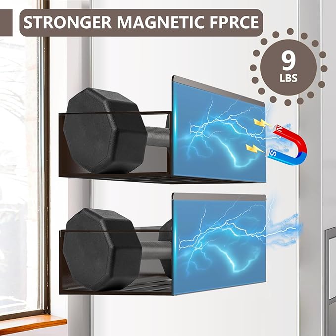 SMRCAD Magnetic Spice Rack for Refrigerator Seasoning Organizer for Spice Fridge Shelf storage Magnetic Shelf with Hook for Oven (4pack-Bronze)
