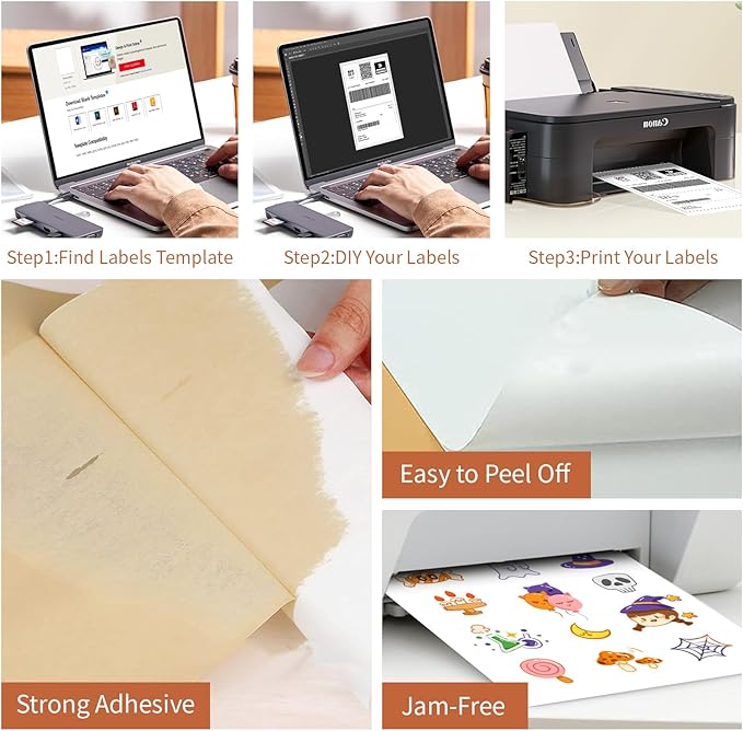 Full Sheet Sticker Label, 8.5" x 11" Shipping Label Paper (2000 Sheets, 2000 Labels), Self Adhesive Full Sheet White Matte Paper, Address Sticker Labels for Laser & Inkjet Printer