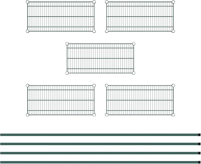 Commercial NSF Listed Green Epoxy Stationary Wire Shelving Kit 14" x 30" x 86", with 5 Shelves Perfect for Warehouse, Walk-in Refrigerator, Freezer, Grocery Store, Restaurant, Dishroom