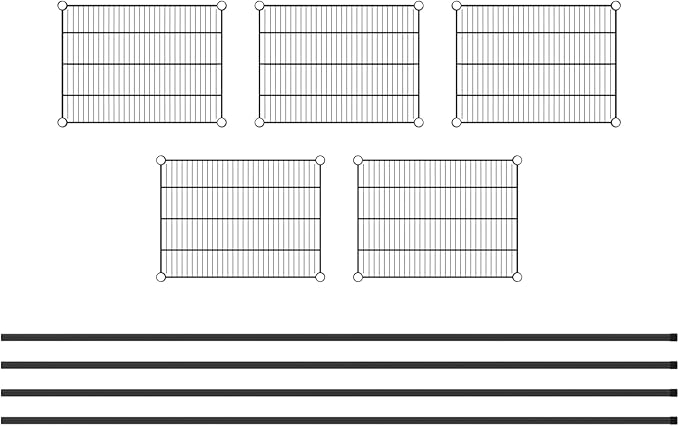 Commercial NSF Listed Black Epoxy Stationary Wire Shelving Kit 18" x 24" x 96", with 5 Shelves Perfect for Warehouse, Walk-in Refrigerator, Freezer, Grocery Store, Restaurant, Dishroom