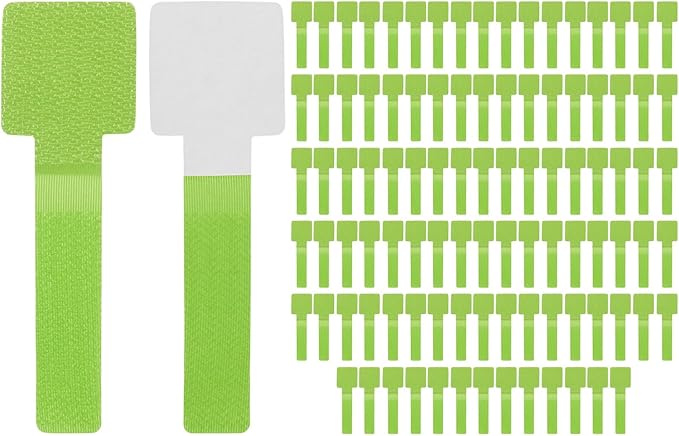 M METERXITY 100-Pack Hook and Loop Cable Ties, 3.5 x 1.1 Inch Adjustable Self-Adhesive Cord Organizer for Desk/Home/Wall/Office Essentials, Cable Management Under Desk [Green]