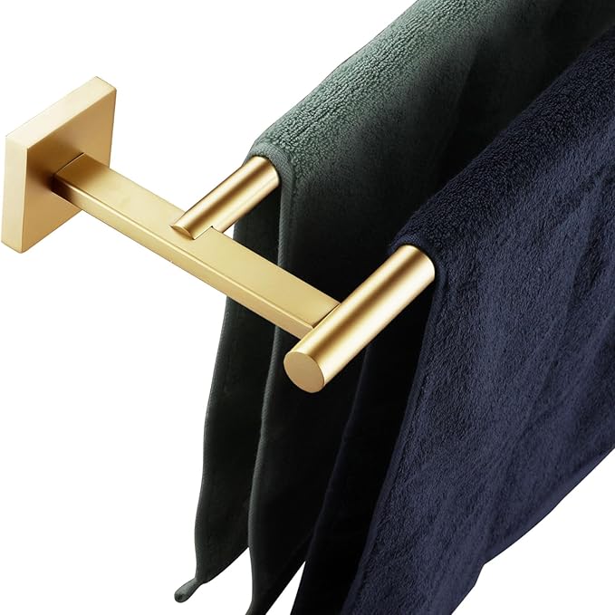 KOKOSIRI Towel Bar Bathroom Towel Holder Double Rails for Bath Kitchen Cabinet Towel Shelf 20 Inch Brushed Gold Stainless Steel B5005BG-L20