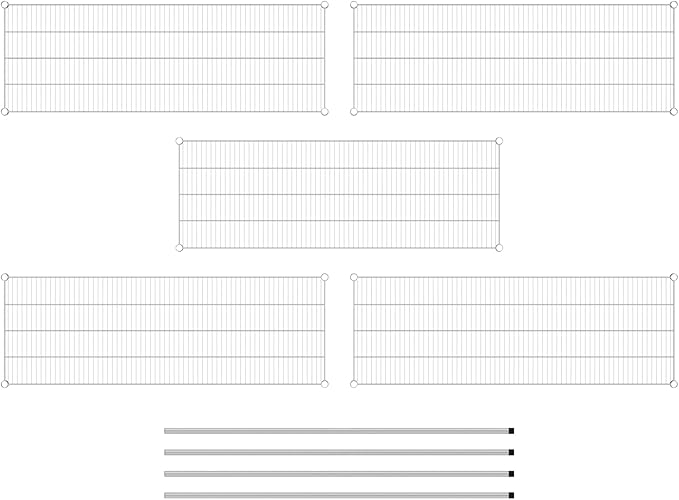Commercial NSF Listed Chrome Stationary Wire Shelving Kit 21" x 60" x 64", with 5 Shelves Perfect for Warehouse, Walk-in Refrigerator, Freezer, Grocery Store, Restaurant, Dishroom