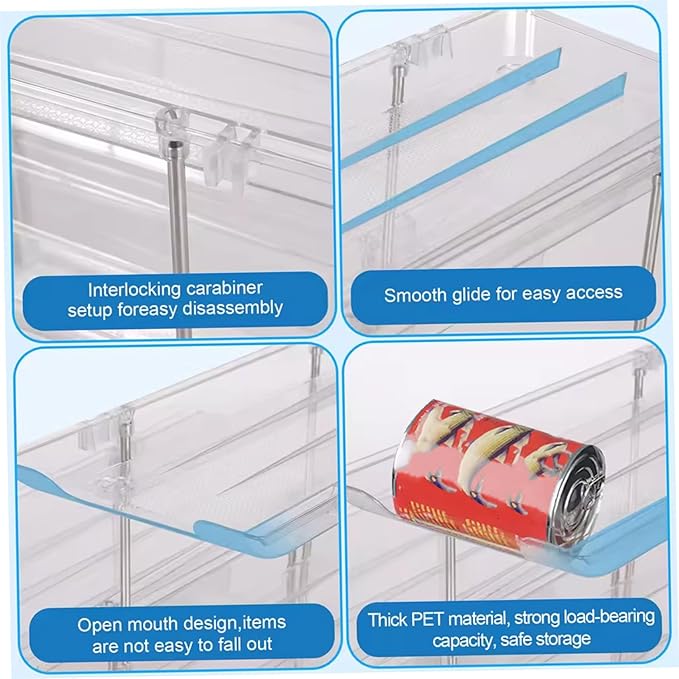 3-Tier Clear Plastic Can Organizer for Pantry, Stackable Canned Food Holder for Kitchen Cabinet, Counter & Refrigerator