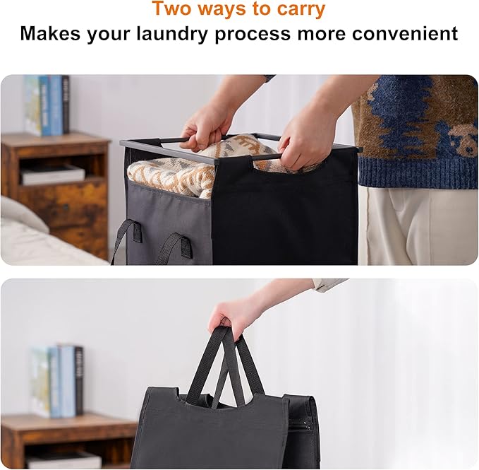 Heybly Laundry Hampers,4 × 15Gal (228 L) Laundry Basket with Large Desktop Sorter for Laundry Room organization, Bathroom and Dorm Laundry Bags on Storage Shelf, Walnut HLH004WB