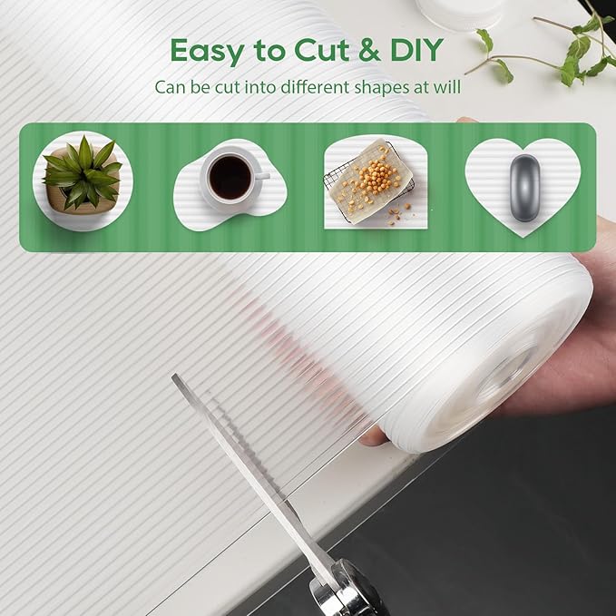 Anoak Shelf Liner Cabinet Liner, Non Adhesive Drawer Liner, Washable 12 Inch x 30 FT(360 Inch) Waterproof Durable Non-Slip Shelf Liner for Kitchen, Drawer, Refrigerator Stripe Clear