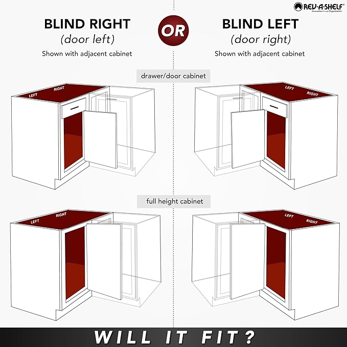 Rev-A-Shelf 3 Tier Pullout Shelf Organizer for Blind Corner Kitchen/Bathroom Cabinets with Soft-Close, 45" Adjustable Shelves, Chrome, 5PSP3-15SC-CR