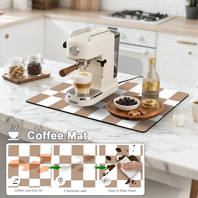 Dish Drying Mat & Coffee Mat for Kitchen Counter, Absorbent Microfiber Waterproof Mat with Non-Slip Backing, Multi-Size Multi-Color Options, Sink and Coffee Bar Accessories