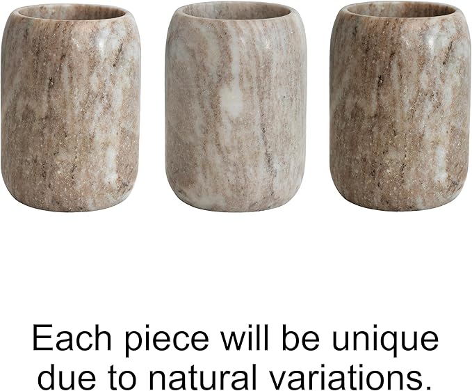 Creative Co-Op Modern Marble Bottle Holder, White Crock, Natural (Pack of 4)