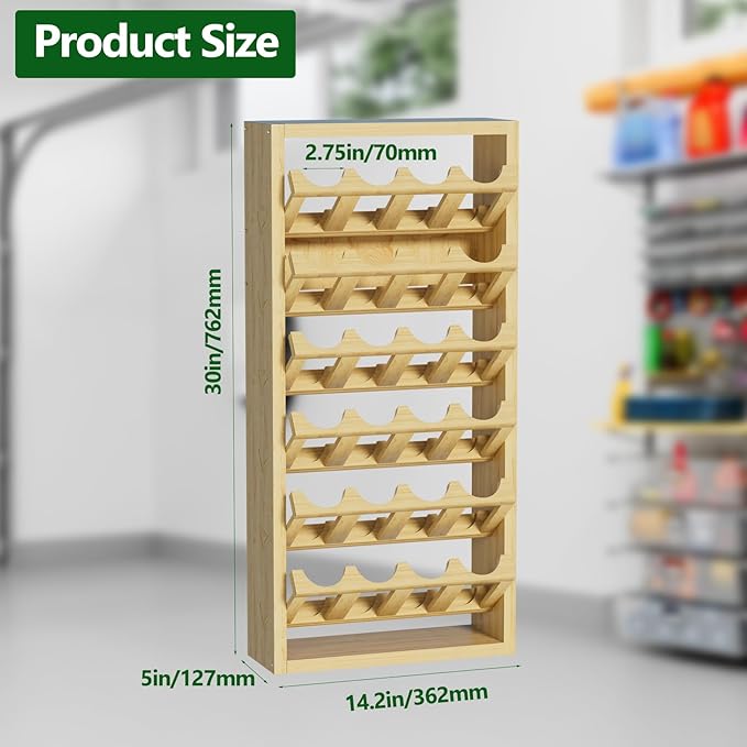 24 Can Spray Paint or Lube Can Storage Holder Rack,Wall Mount 6-tier Aerosol Spray Paint Bottle Wooden Organizer for Garage and Home Craft Workspace 14.2" (L) x 5" (W) x 30" (H)