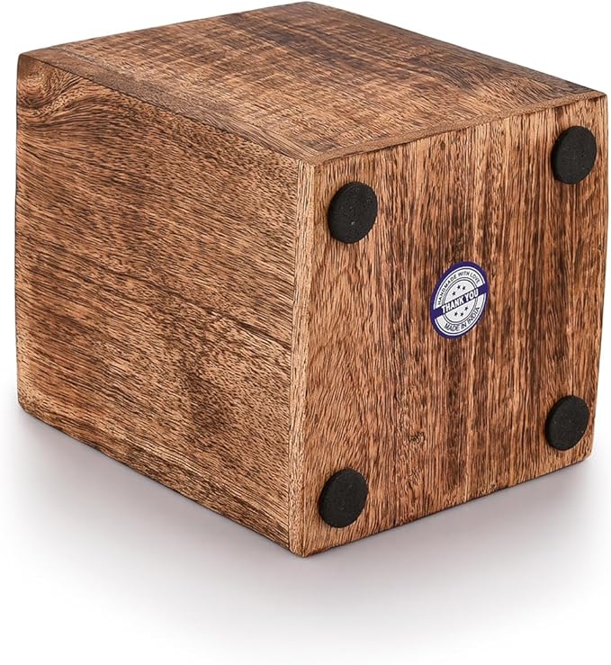 Samhita Mango Wood Burning Finished Kitchen Utensil Holder for Countertop, Utensil Holder Container for Kitchen Cooking Utensil. ( 5"x 5"x 6")