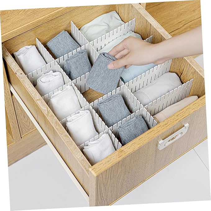 VILLCASE 12pcs Adjustable Plastic Drawer Dividers for Organizing Freely Compartments for Socks Underwear and Towels
