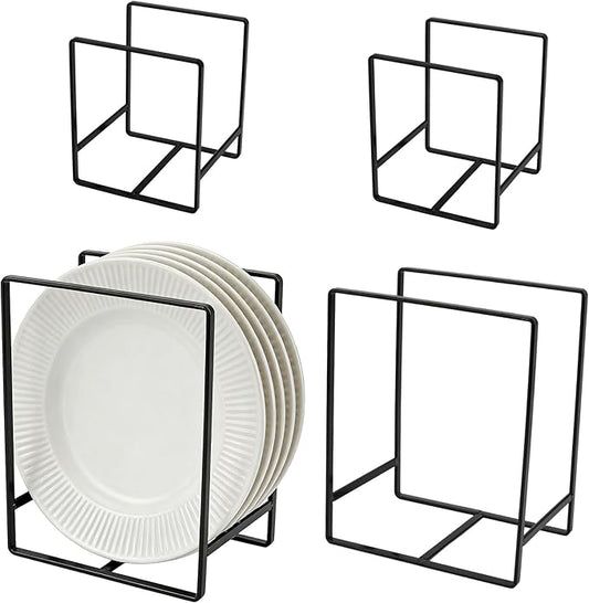 SIBAO 4 Pack Metal Plate Holder Organizer,4.7" and 6.3" Upright Dish Drying Racks for Cutting Board,Plates,Pots,and Pans