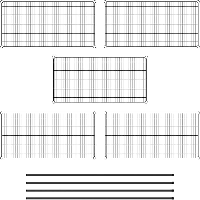 Commercial NSF Listed Black Epoxy Stationary Wire Shelving Kit 24" x 48" x 74", with 5 Shelves Perfect for Warehouse, Walk-in Refrigerator, Freezer, Grocery Store, Restaurant, Dishroom