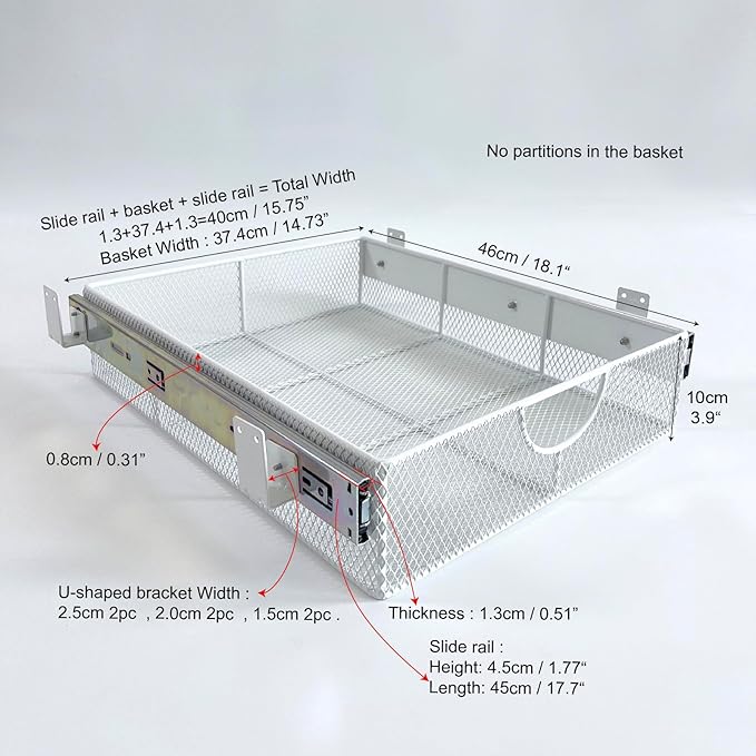 Pull Out Closet Drawer for Clothes | Sliding Wire Basket for Wardrobe Cabinets | Roll Out Storage Organizer | Side Mounting | for Home, Kitchen,Pantry